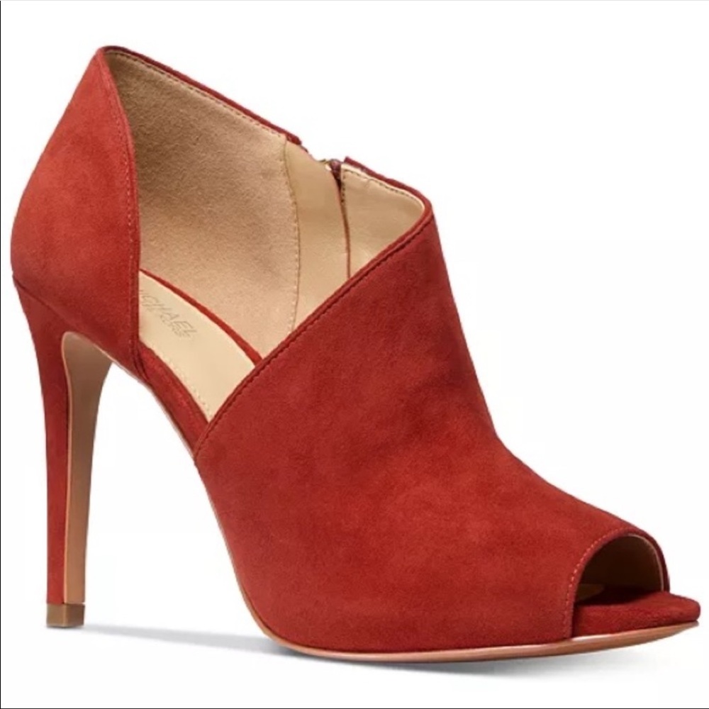 MICHAEL MICHAEL KORS Elodie Peep Toe Shooties Women’s 7 Bootie rust